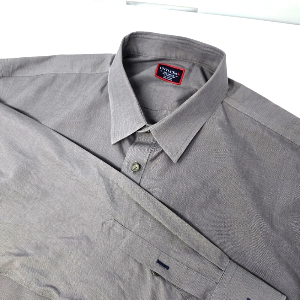 UNTUCKit Sanglovese‎ Dress Shirt Men's Size 3XL Gray Cotton Button Down 03046.